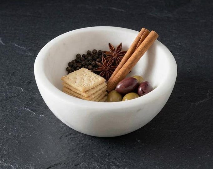 Minimalist White Marble Bowl | Hand-Carved Stone Dish