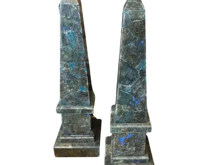 Natural Labradorite Obelisk -Iridescent Gemstone Sculpture for Living Room & Office/Handmade Labradorite Decorative