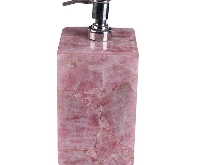 Rose Quartz Epoxy Dispenser — 3×3” Handmade Luxury Pump for Hand Wash & Lotion