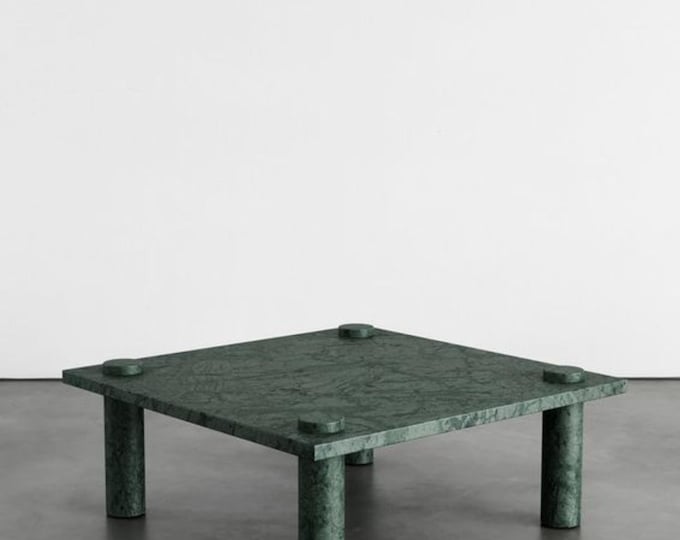Handcrafted Green Marble Coffee Table – Modernist Square Design