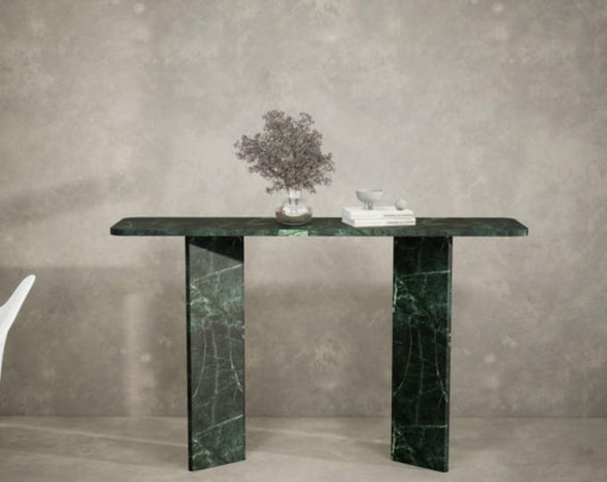 Dark Green Marble Hall Console Table – Minimalist Design