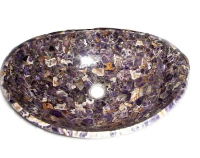 Handmade Amethyst Wash Basin: Semi Precious Stone Counter Sink