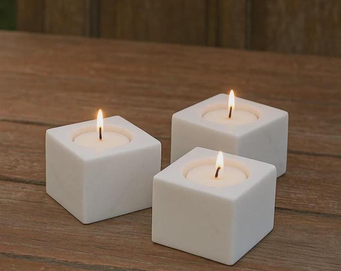 White Marble Cube Decor – Minimalist Marble Block