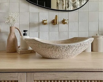 Natural Stone Bathroom Sink Boho Style Bathroom Decor Washbasin