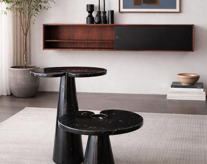 Modern Black Marble Side Tables – Minimal Luxury Accent Tables for Contemporary Interiors
