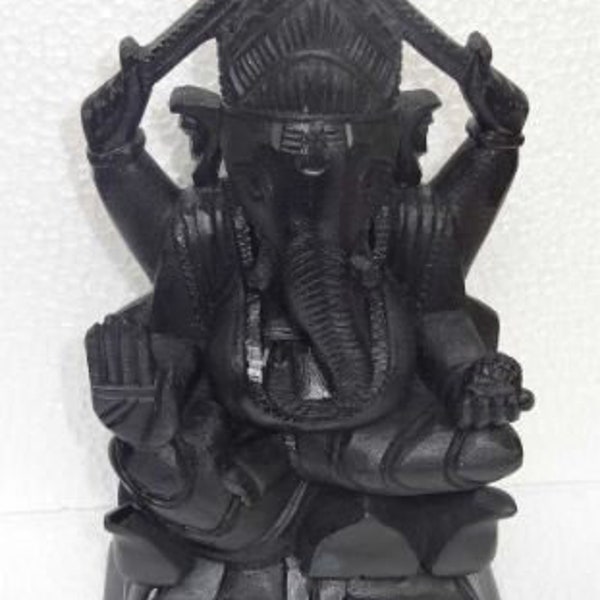 Black Marble Ganpati Ganesh Murti Statue 10" Handmade Idol Sidhi Vinayak Sculpture Decorative Gift