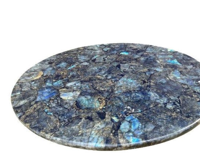 Stunning Round labradorite Stone Coffee Table Handmade Sofa Center Table Luxury Living Room Interior Farmhouse Furniture Hallway Decors