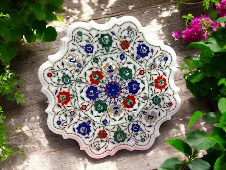 Rare Vintage Mosalite Pietra Dura Marble Micro Mosaic Gold
