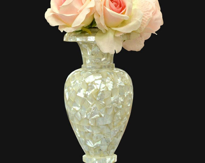 Mother of Pearl Inlay Vase: Indian Floral Home Decor