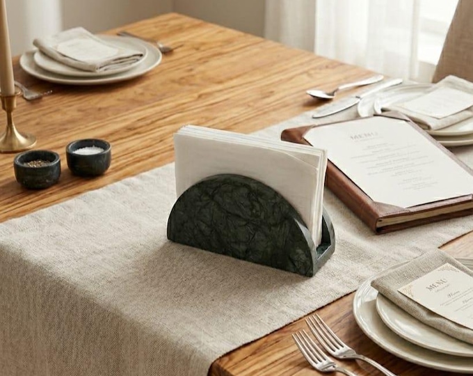 Green Marble Napkin Holder | Minimalist Kitchen Decor