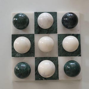 Marble Tic Tac Toe Set | Decorative Marble Tic Tac Toe Game Set | Housewarming Gift, Office Gift, Home Decor Gift