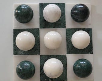 Marble Tic Tac Toe Set | Decorative Marble Tic Tac Toe Game Set | Housewarming Gift, Office Gift, Home Decor Gift