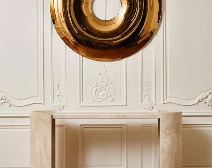 Handmade Travertine Console Table Minimalist Stone Entryway Table