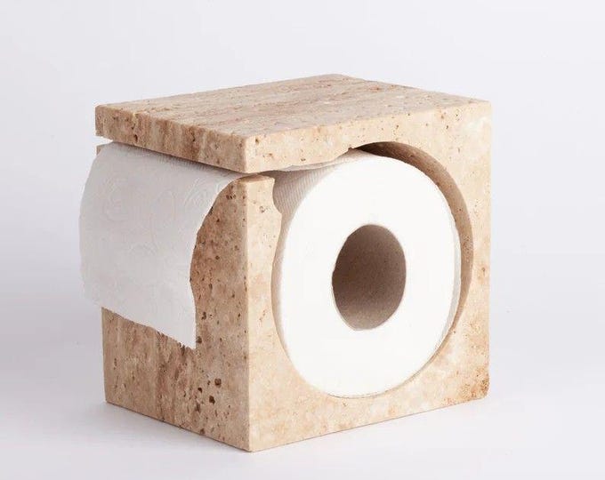 Travertine Stone Toilet Paper Holder