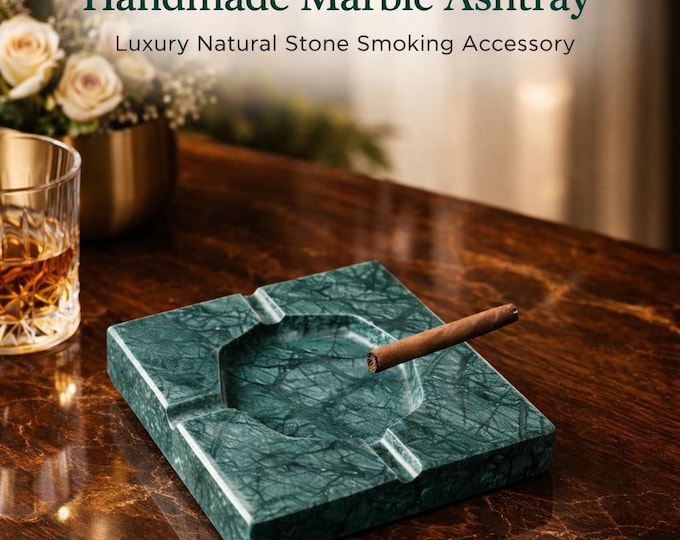 Handmade Green Marble Ashtray – Luxury Natural Stone Smoking Accessory
