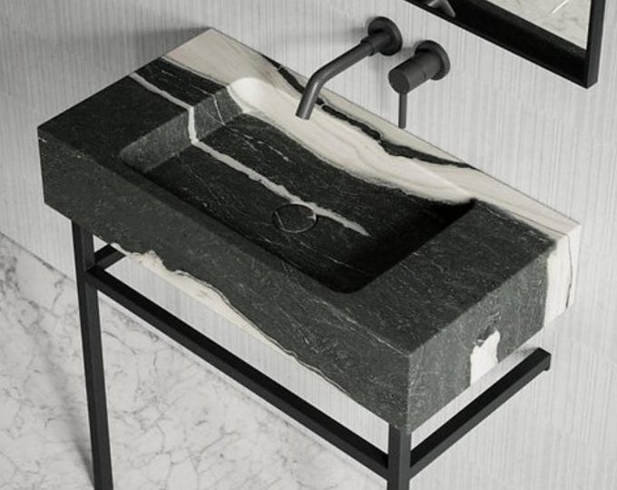 Panda Marble Above Vanity Washbasin Sink or Wall Hung Sink