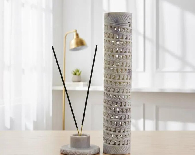 Marble Reed Diffuser Set | Hand Carved Stone Diffuser Bottle & Holder