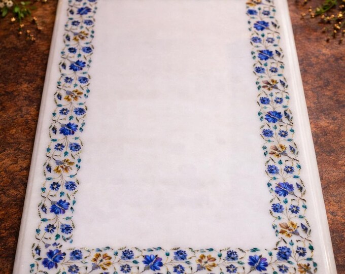 Marble Table Top Semi Precious Stones Inlay Handmade Pietra Dura Work Decor