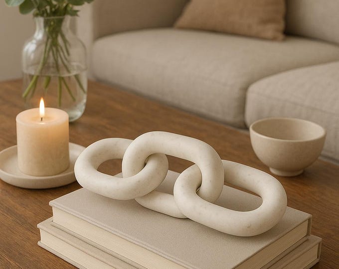 Marble Chain Link Sculpture – Modern Minimalist Decorative Accent