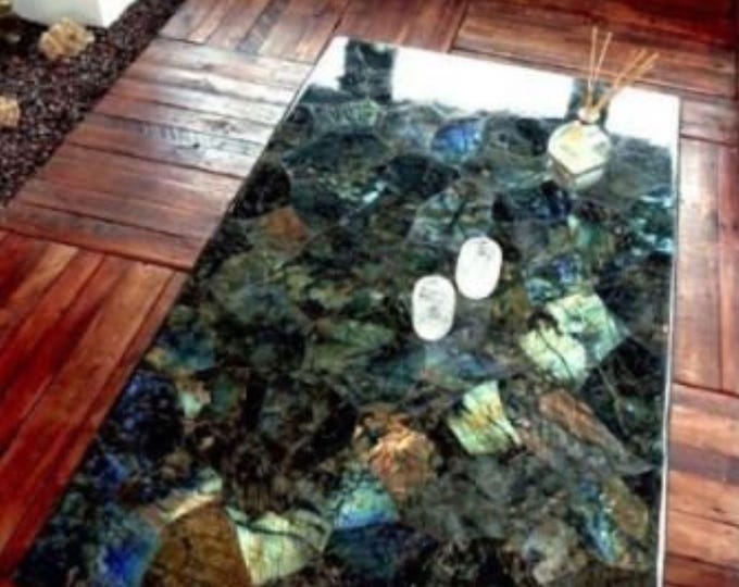 Labradorite Table Top And Kitchen Slab Dining Table Top Slab ,Labradorite Center Table,Furniture,Countertop Slab, Gemstone Stone Top