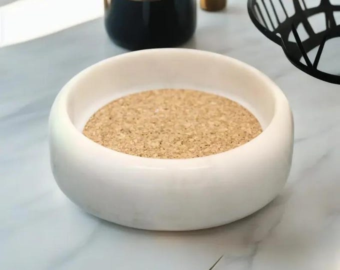 Marble Wine Bottle Holder with Cork Base | Modern Tabletop Wine Stand