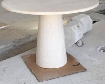 Handcrafted Natural Travertine Dining Table: Custom Marble Kitchen Table (43 Inches)