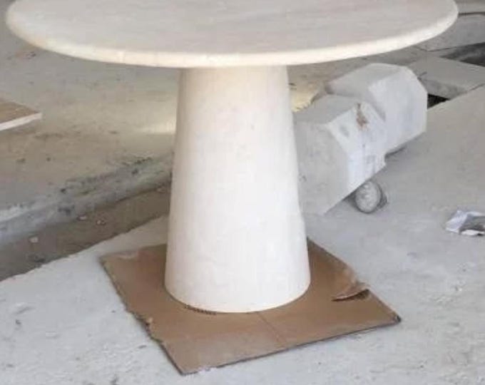 Handcrafted Natural Travertine Dining Table: Custom Marble Kitchen Table (43 Inches)