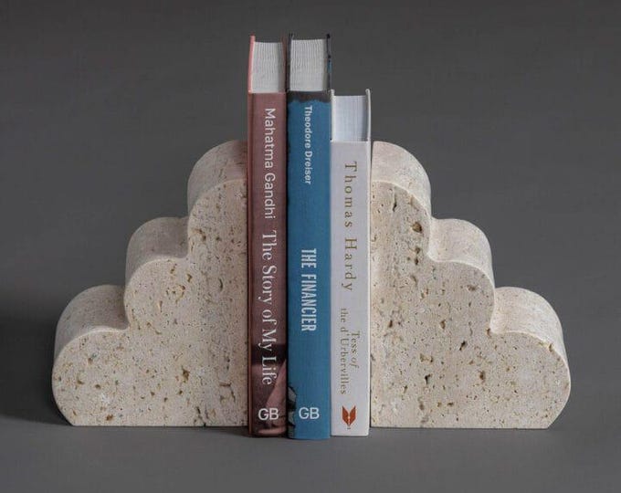Cloud Shaped Stone Bookends • Minimalist Heavy Book Holder