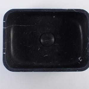 Black Nero Marquina Marble Sink: Honed Stone Rectangular Vanity