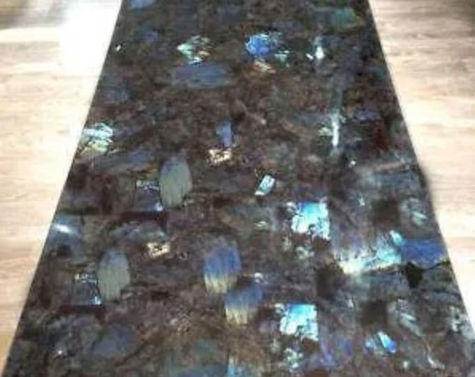 Handcrafted Labradorite Table Top: Gemstone Kitchen Island Slab