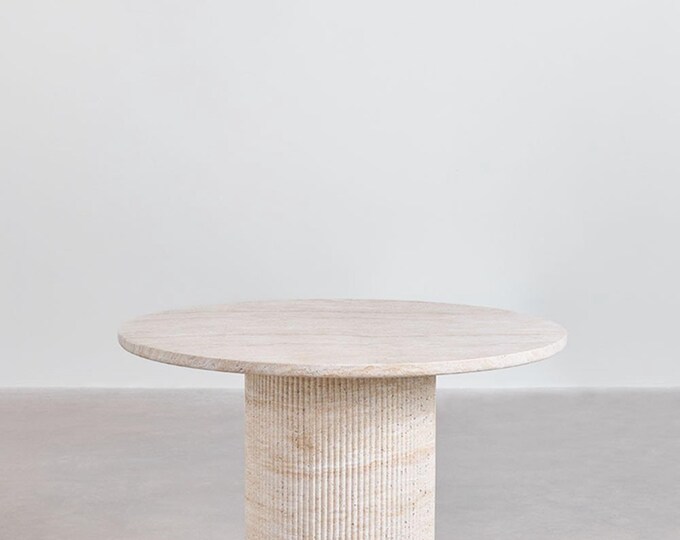 Handmade Travertine Look Table Top: Inlaid Semiprecious Stones