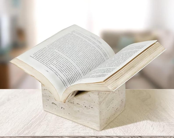 Contemporary Travertine Book Holder – Modern Kitchen Cookbook Stand