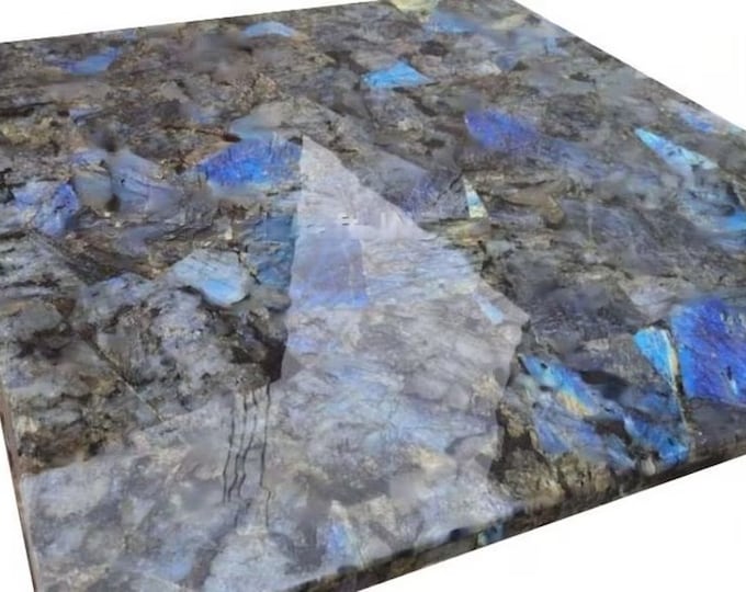 Handcrafted Labradorite Table Top: Gemstone Kitchen Slab, Custom Size