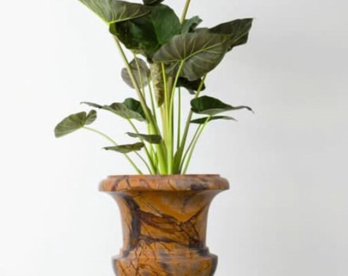 Bidasar Marble Plant Pot, Elegant Green Finish