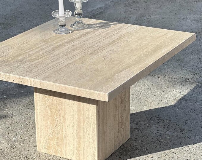 Elegant Travertine Marble Coffee Table with Minimalist Design
