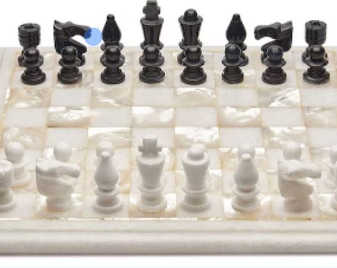 White Marble Chess Board with Marble Chess pieces Christmas Gift