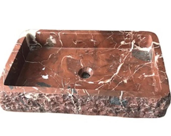 custom order Italian Rosso Levento Marble Countertop Washbasin Bathroom Sink, Stone Sink