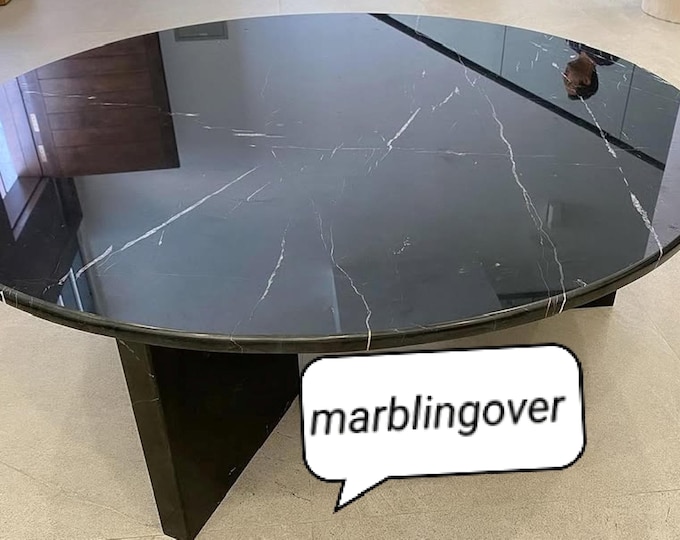 Handmade Round Black Marble Coffee Table – Modern Minimalist Luxury Design