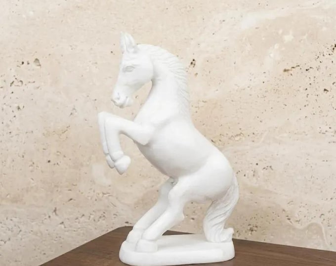 White Marble Horse Sculpture, Rearing Horse Statue