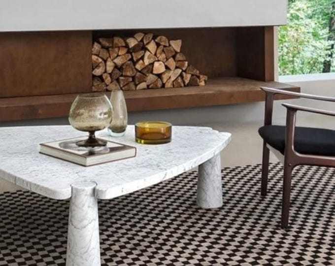 White Carrara Marble Coffee Table: Sculptural Italian Design Centerpiece