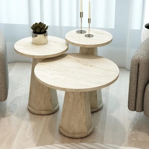 modern travertine nesting coffee tables for living room decor handmade travertine coffee tables luxury furniture set of travertine