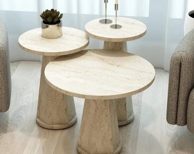 modern travertine nesting coffee tables for living room decor handmade travertine coffee tables luxury furniture set of travertine