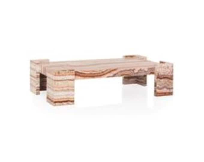 Handmade Rainbow Onyx Coffee Table: Modern Rectangular Stone Accent