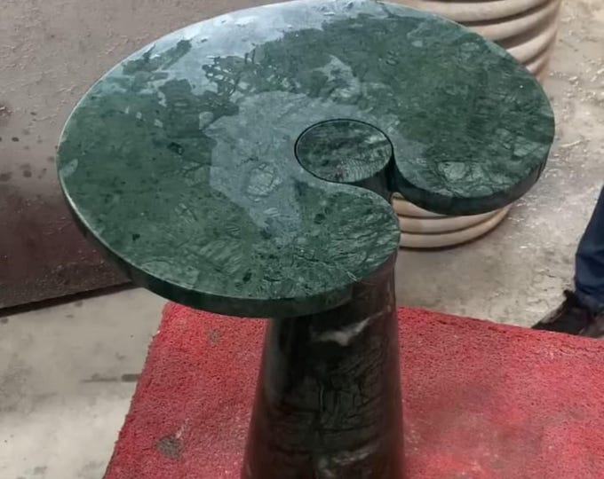 Handmade Green Marble Side Table Angelo Mangiarotti Style