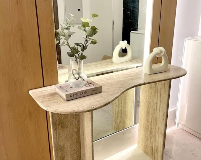 Wavy Travertine Console Table: Modern Luxury Hallway Table