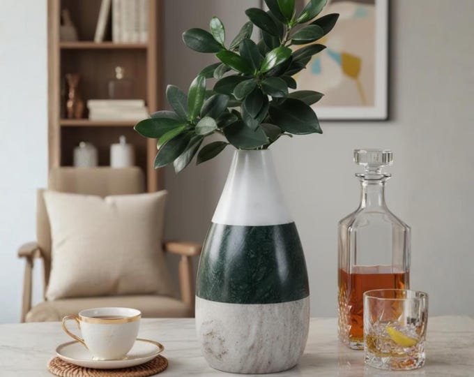 Tri-Color Marble Vase | Handcrafted Stone Flower Vase