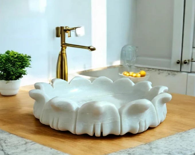 Luxury Vessel Sink – Hand-Carved Marble Basin, Modern Organic Vanity Sink
