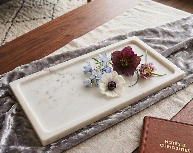 Minimalist Rectangular Marble Tray | Modern Coffee Table Decor