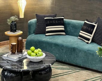 Black Marinquina Handmade table | Round Marble Center Table
