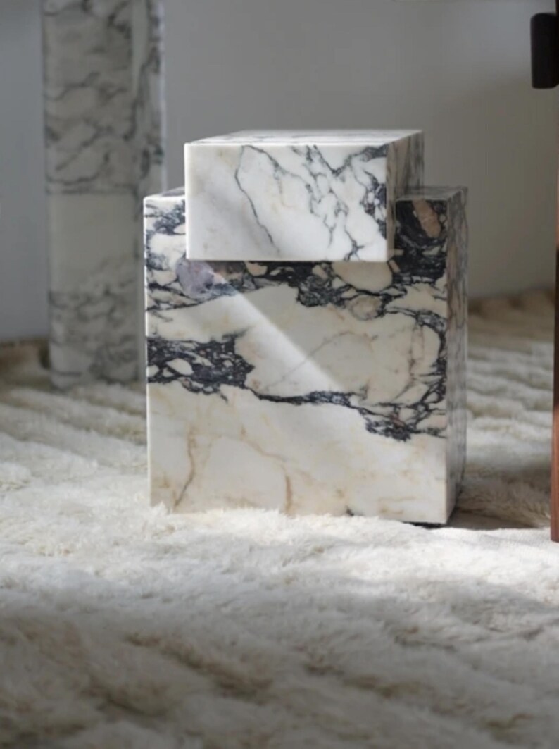 Handmade Calacatta Marble Side Table: Modern Coffee Table - Etsy